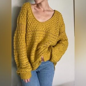 Free people crashing wave yellow mustard knitted